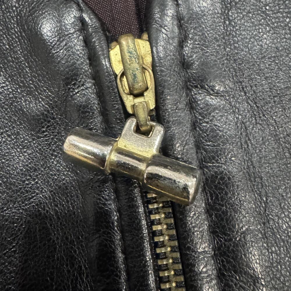 Vakko Genuine Leather Vest M Full Zip Black Moto Made in USA - Picture 3 of 6